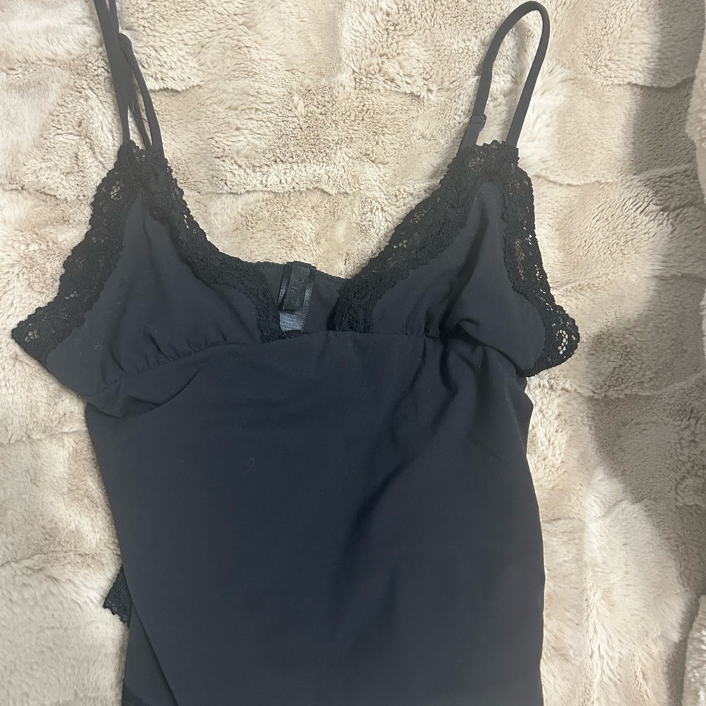 SKIMS Black Lace Trim Tank Top